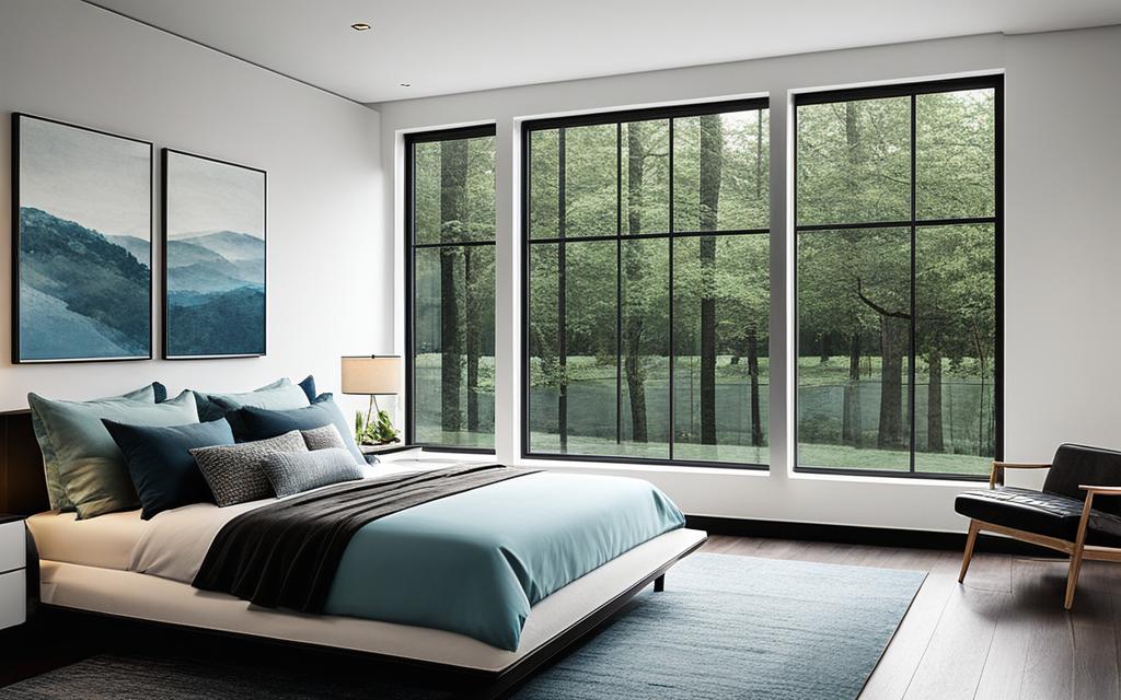 Living interior de casa contemporánea con Ventanas Antiruidos de PVC