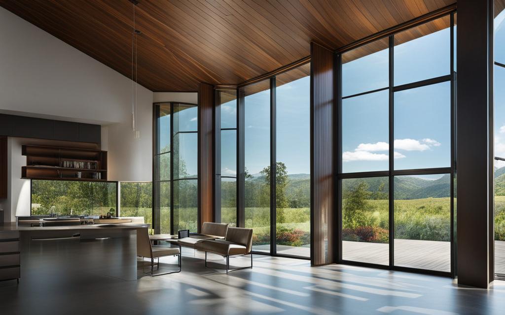 Interior de Living de casa moderna con ventanas de cámara termopanel